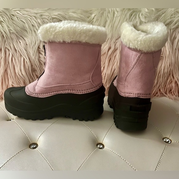 Itasca Tahoe Pink Black Micro Suede Faux Shearling Front Zip Boots Size 10 - Picture 3 of 13